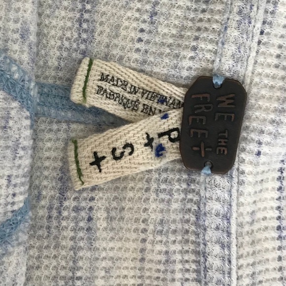 free people cropped marled blue thermal top - Picture 6 of 8